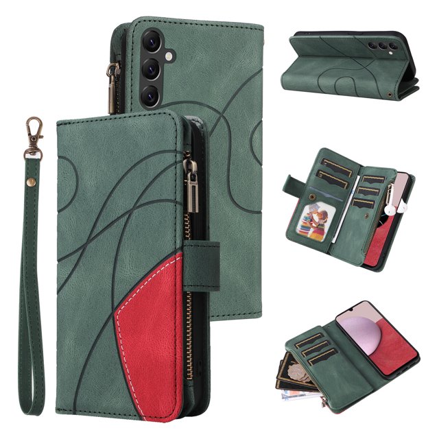 Compatible with Samsung Galaxy A14 5G/ 4G Wallet Case with Card Slots PU Leather Zipper Flip Folio Cover