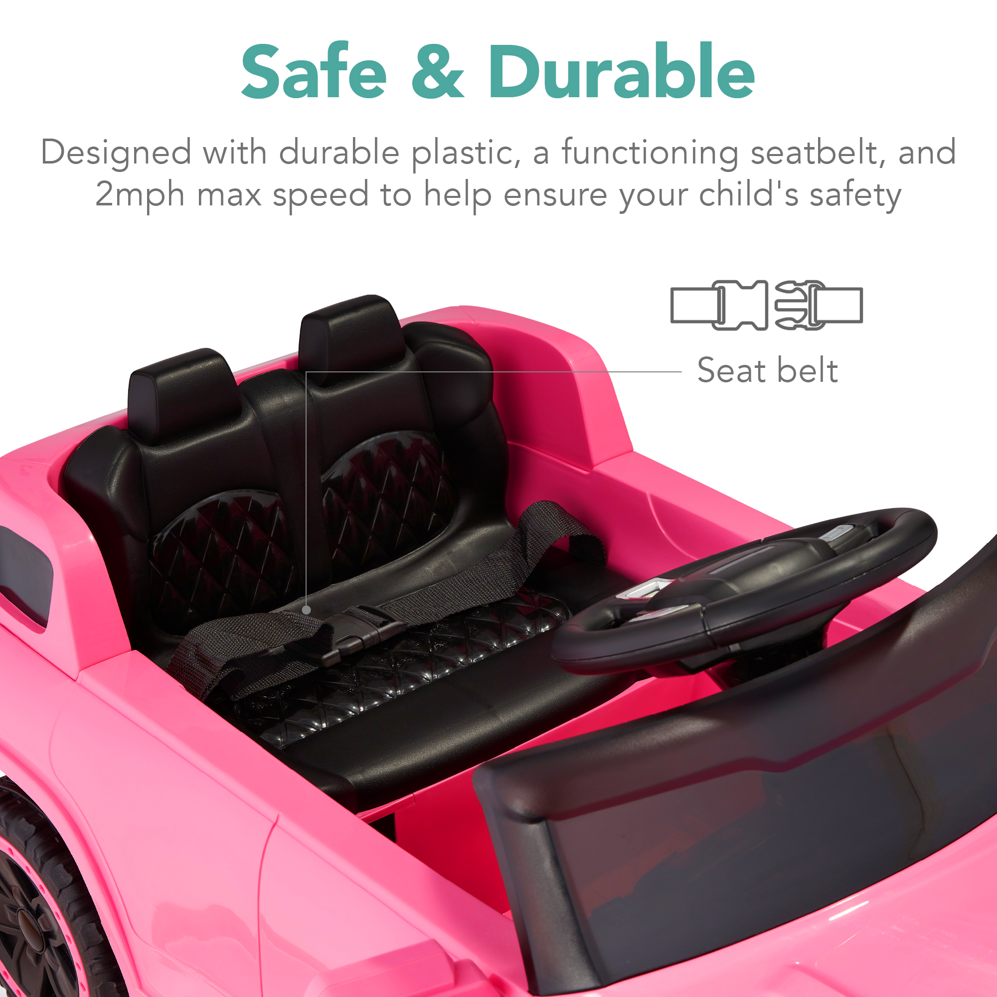 Best Choice Products 6V Kids Ride On Car Truck w/ Parent Control, 3 Speeds, LED Headlights, MP3 Player, Horn - Pink - image 5 of 7