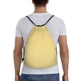 thumbnail image 2 of Drawstring Backpack - Yellow Gingham Splash Proof Small Drawstring Gym Bag for Women Men, Cinch Sports String Bag Backpack for Travel Swimming Beach, 2 of 8
