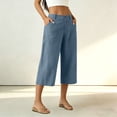 thumbnail image 4 of Ruimatai Womens High Waist Capri Pants Button Fly Patch Pockets Wide Straight Casual Daily Trousers, 4 of 7
