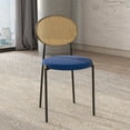 thumbnail image 2 of LeisureMod Euston Modern Wicker Dining Chair with Velvet Round Seat in Navy Blue, 2 of 11