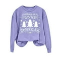 thumbnail image 2 of WREESH Womens Fashion Christmas Sweatshirt Casual Crewneck Sweatshirt Print Pullover Loose Fit Long Sleeve Tops Christmas Top Loose Fitting Sweater Purple, 2 of 4