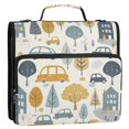 thumbnail image 5 of 3 Ring Zipper Binder with Shoulder Strap Waterproof Trapper Keeper 2 Inch D-Ring 500 Sheets Capacity Cars Tree Building, 5 of 7