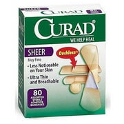 Curad Sheer Bandages, Assorted Sizes, 80 count, Pack of 4