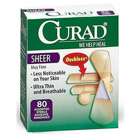 Curad Sheer Bandages, Assorted Sizes, 80 count, Pack of 4