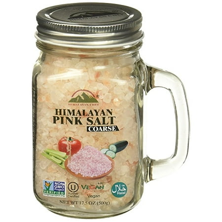 Mason Jar Salt - Himalayan Chef Himalayan Pink Salt Shaker, Large Mason Jar Coarse Salt,17.5 Ounces