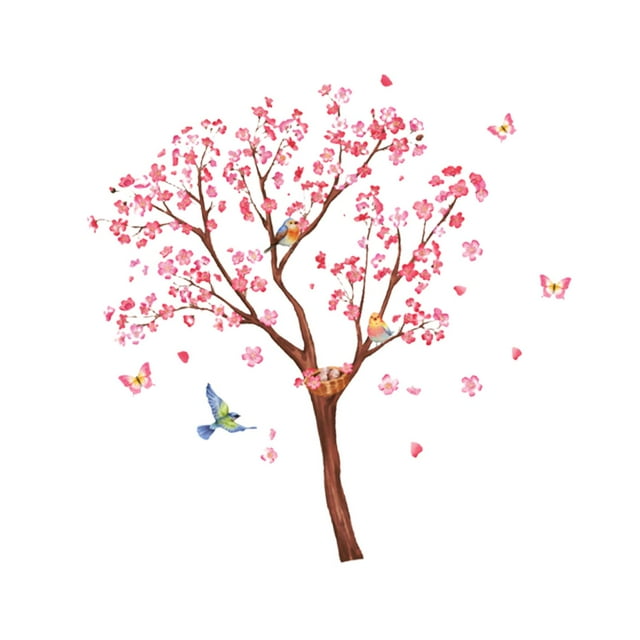 Pegatinas de Pared con Diseño de Pájaros Y Flores, Decoración de Pared DIY para Baño, Habitación Infantil, Sala de Juegos