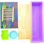 Lepai DIY Soap Making Tool Set, Silicone Rectangular Soap Mold with Wood Box and Wood Lid with 2 Silicone Mold, Oil Paper and Wood Soap Holder for Handmade Craft Soap Making Kitchen Tool #1
