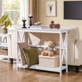 thumbnail image 3 of Yaheetech 2-Tier X-Design Console Table Sofa Side End Table for Entryway Living Room, White, 3 of 7
