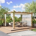 thumbnail image 2 of Petyee 10 x 13FT Outdoor Aluminum Pergola with  Retractable Canopy and Side Mesh Screen,UV & Mosquito Proof,Wood-Grain Finish,Beige canopy, 2 of 8