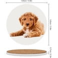 thumbnail image 3 of SKYSONIC Round Drink Coasters 1 Pcs Irish Doodle Pup Absorbent Ceramic Coaster with Cork Base for Coffee Cups Housewarming Gift for Home Decor, 3 of 6