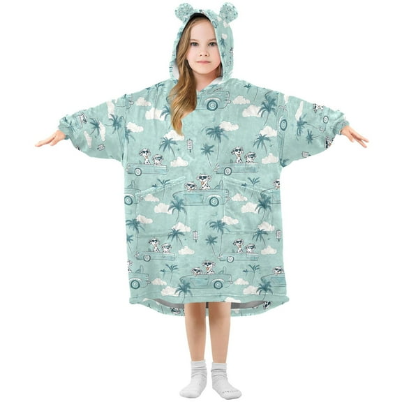 joogoo Wearable Blanket Hoodie for Cartoon Palm Dogs in Car Oversized Sherpa Hooded 3-14 YR M