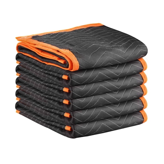 Moving Blankets 6 Pack - 80x72 Inch Padded Furniture Moving Blankets - Heavy Duty Packing Blankets with Cotton Filling for Shipping, Storage & Protection