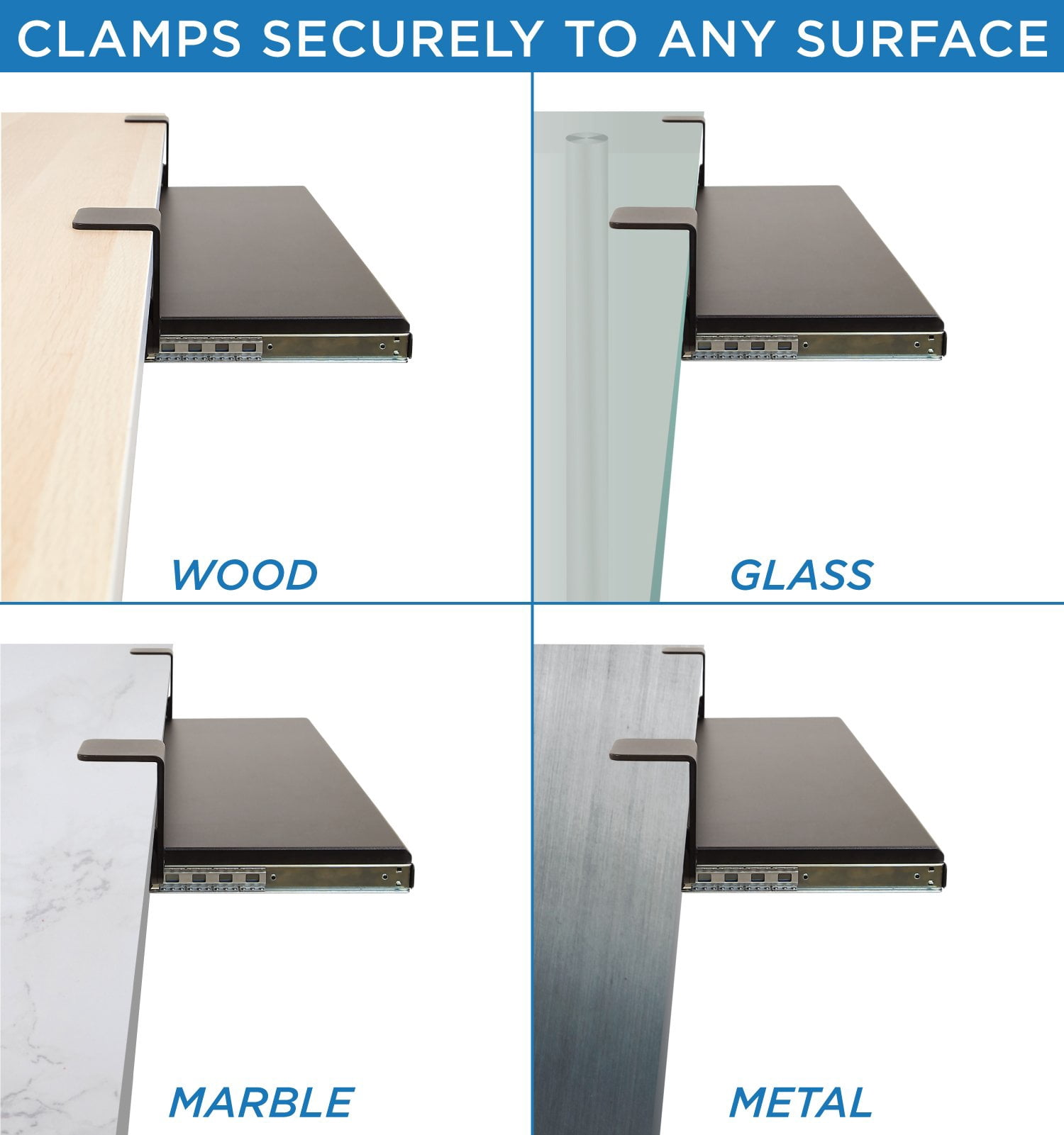 Mount-It! Clamp-On Adjustable Keyboard and Mouse Drawer Platform