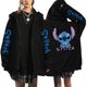 thumbnail image 2 of Sudadera con capucha Y2k de los años 90 con cremallera de Disney Stitch, sudaderas con cremallera para mujer, sudadera bonita de Anime Harajuku, ropa de calle de Manga con capucha para mujer, 2 of 5