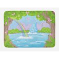 thumbnail image 1 of Teen Girls Bath Mat, Print of Fairy Landscape with Waterfall Rainbow Lake Butterflies Magical Land, Non-Slip Plush Mat Bathroom Kitchen Laundry Room Decor, 29.5 X 17.5 Inches, Green Blue, Ambesonne, 1 of 2