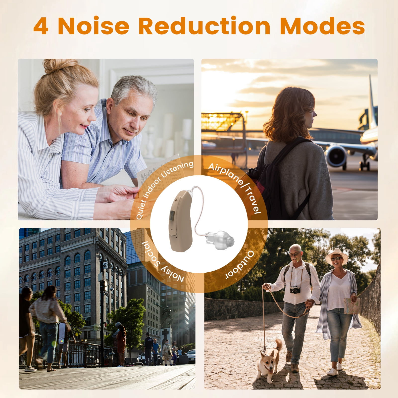 ELCTRTICI Hearing Aids for Seniors with Noise Reduction, Rechargeable BTE Hearing Aid for Hearing Loss with Volume Control, VHP-1704 Beige, Single