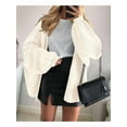 thumbnail image 5 of Women'S Oversized Cardigan Sweaters Fall Long Lantern Sleeve Knit Open Front Sweater White L, 5 of 10