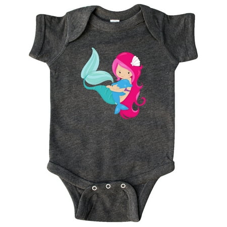 

Inktastic Mermaid And Dolphin Mermaid With Pink Hair Gift Baby Girl Bodysuit