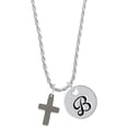 thumbnail image 1 of Delight Jewelry Stainless Steel 5/8" Cross - Silvertone Script Initial Disc - B - Charm Necklace, 20"+3", 1 of 4