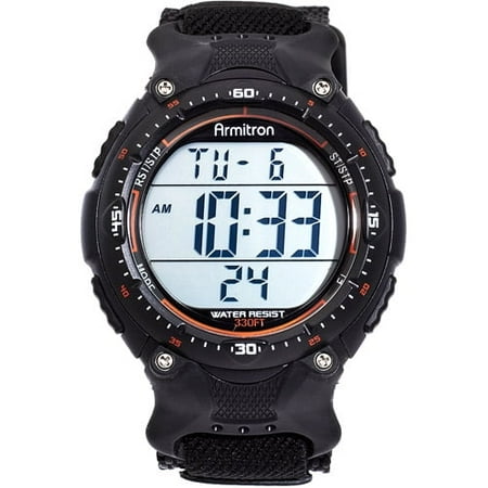 Sport Men's 408159BLK Chronograph Black Strap Digital Display Watch