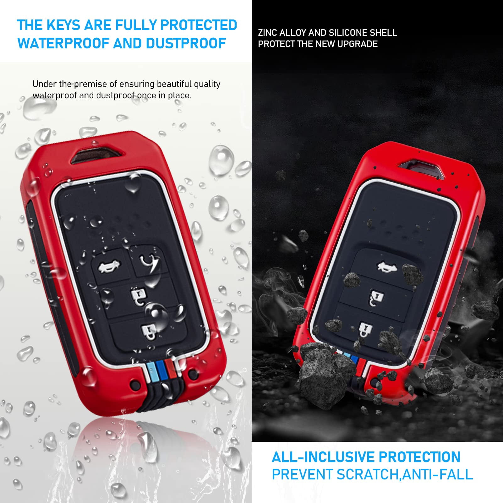 Compatible with Honda Key Fob Cover, Key fob Case Shell for 2016-2022 Accord Pilot CRV 2016-2021 Civic 2019-2024 Passport 5 Buttons, Metal Shell & Soft Silicone Protection