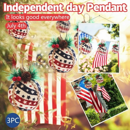 

WEPRO Party 8CM Day Decoration 3PC Independence Pendant Ball Day Ball Family Foam Decoration Hangs