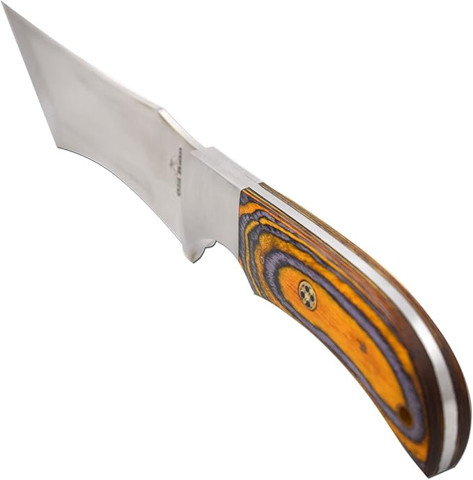 Old Ram 10.5" Big Jim Western Hunting Knife, Full Tang 6 inch Tanto Blade with Leather Sheath