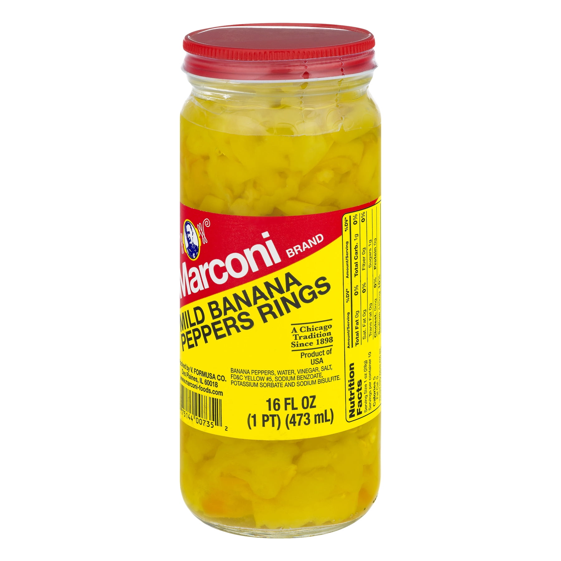 (2 pack) Marconi Mild Banana Pepper Rings, Shelf-Stable, 16 fl oz Jar