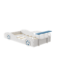thumbnail image 5 of Miekor Furniture Wooden Race Car Bed,Car-Shaped Platform Twin Bed with Wheels For Teens,White & Blue 553AAK, 5 of 8