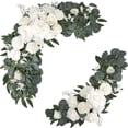 thumbnail image 3 of Arco de flores para boda, guirnalda de flores artificiales rústicas para dintel, hojas verdes, rosas, peonías, girasoles, corona para puerta, decoración del hogar, 3 of 6