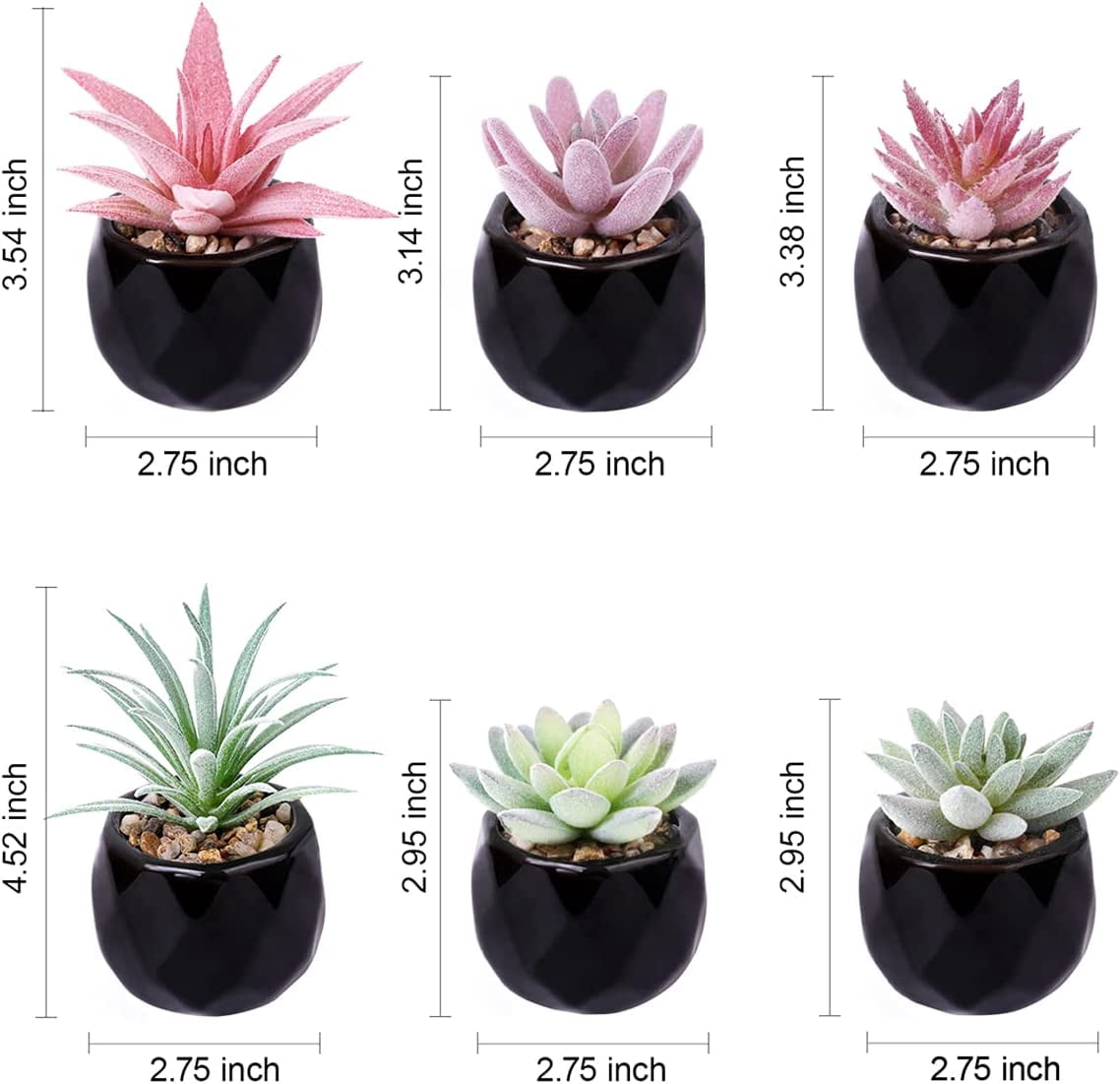 Artificial Mini Succulents 6 Packs Faux Succulents in Ceramic Pots Fake Greenery Plant for Home Decor