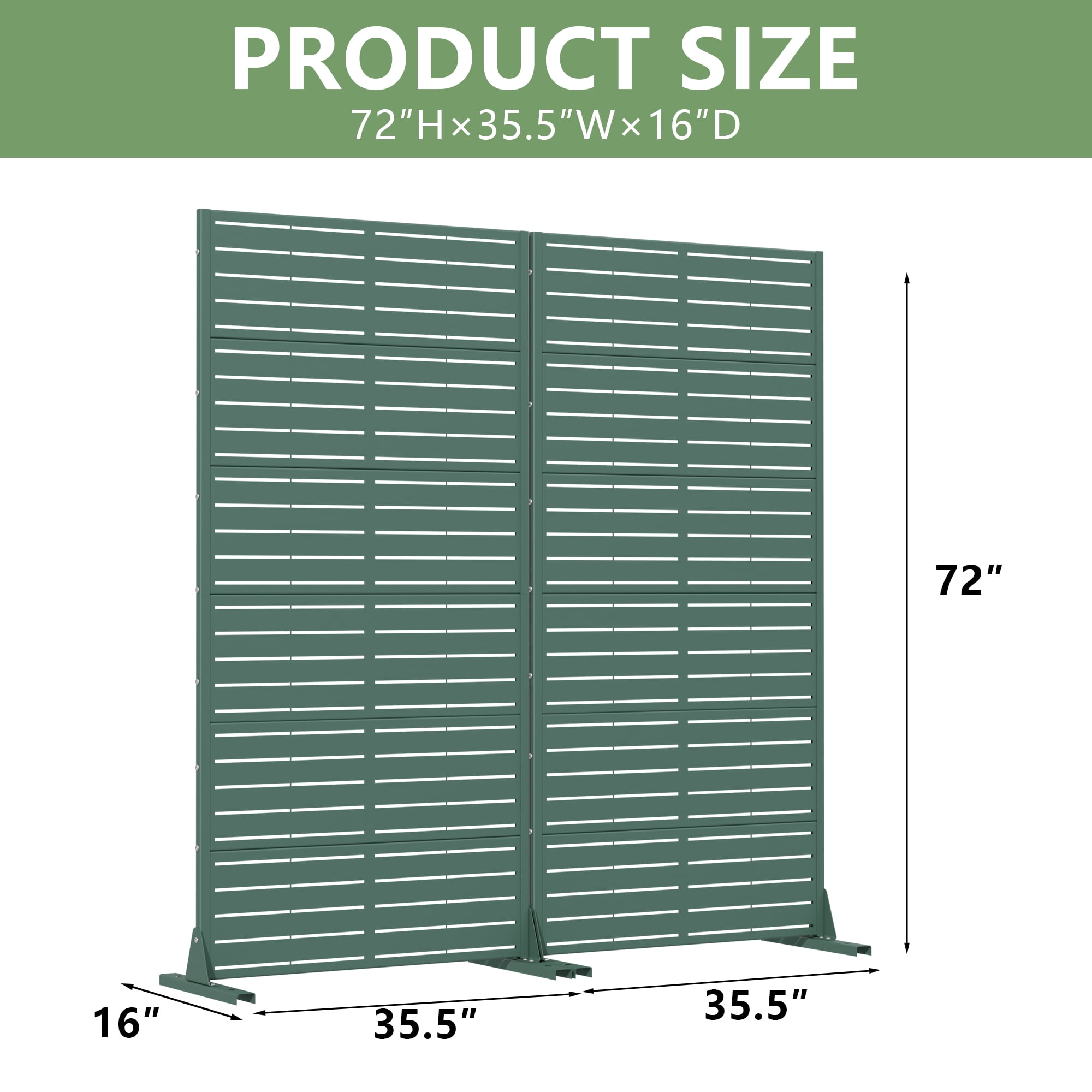 Metal Privacy Metal Screen Fence Panel Set of 2