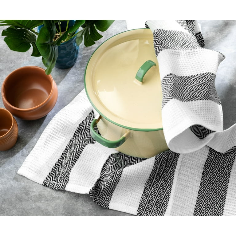 Linen Tea Dish Towels - 100% Linen Kitchen Towels - Grain Sack Towels, Beige Linen Towels - French Striped Dishtowels, Bar Towels - Farmhouse Tea