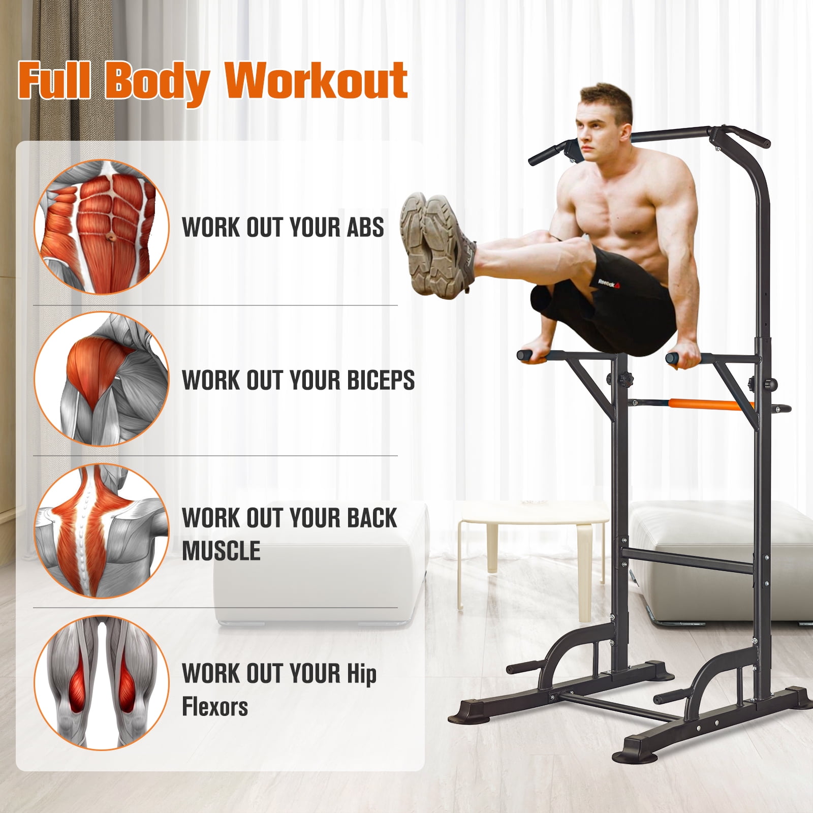 RELIFE REBUILD YOUR LIFE Adjustable Power Tower Dip Station Pull