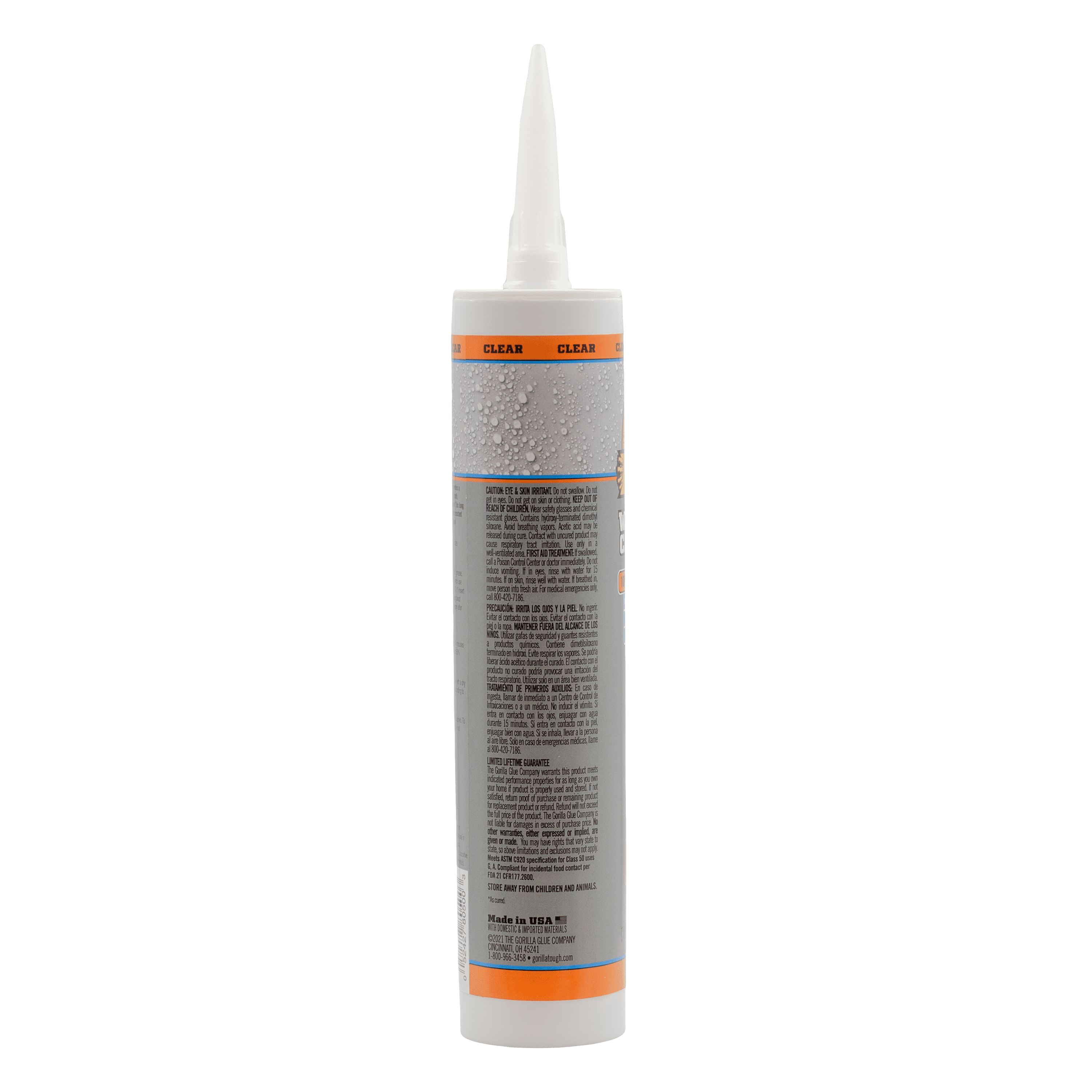 Gorilla® Waterproof Caulk & Seal Clear Silicone Sealant - 10 oz