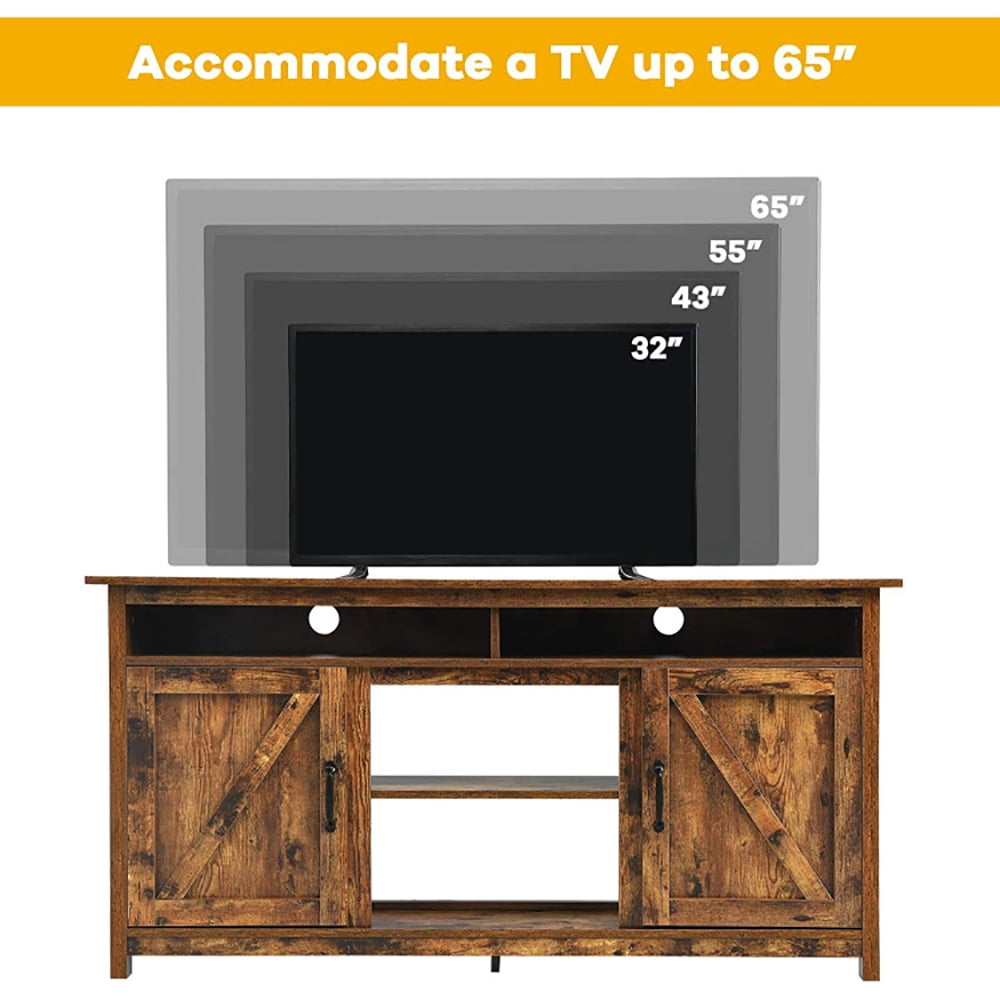 Finihen TV Stand, TV Cabinet, 60”Industrial TV Stand Entertainment Center with Shelve and Cabinet, Media Entertainment Center with Storage, for Living Room, Bedroom, Brown