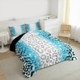 thumbnail image 3 of jejeloiu Wild Cheetah Pattern Full Size Comforter Sets,Blue Glitter Print Bedding Comforter Set,Jungle Animal Bedding Sets For Boys Girls,Super Cozy Room Decor Reversible,3pcs, 3 of 8