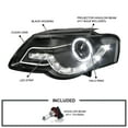 thumbnail image 3 of Spec-D Tuning Black Halo Projector Headlights + R8 Sty LED Lamps Compatible with 2006-2010 Volkswagen Passat, Left + Right Pair Headlamps Assembly, 3 of 7