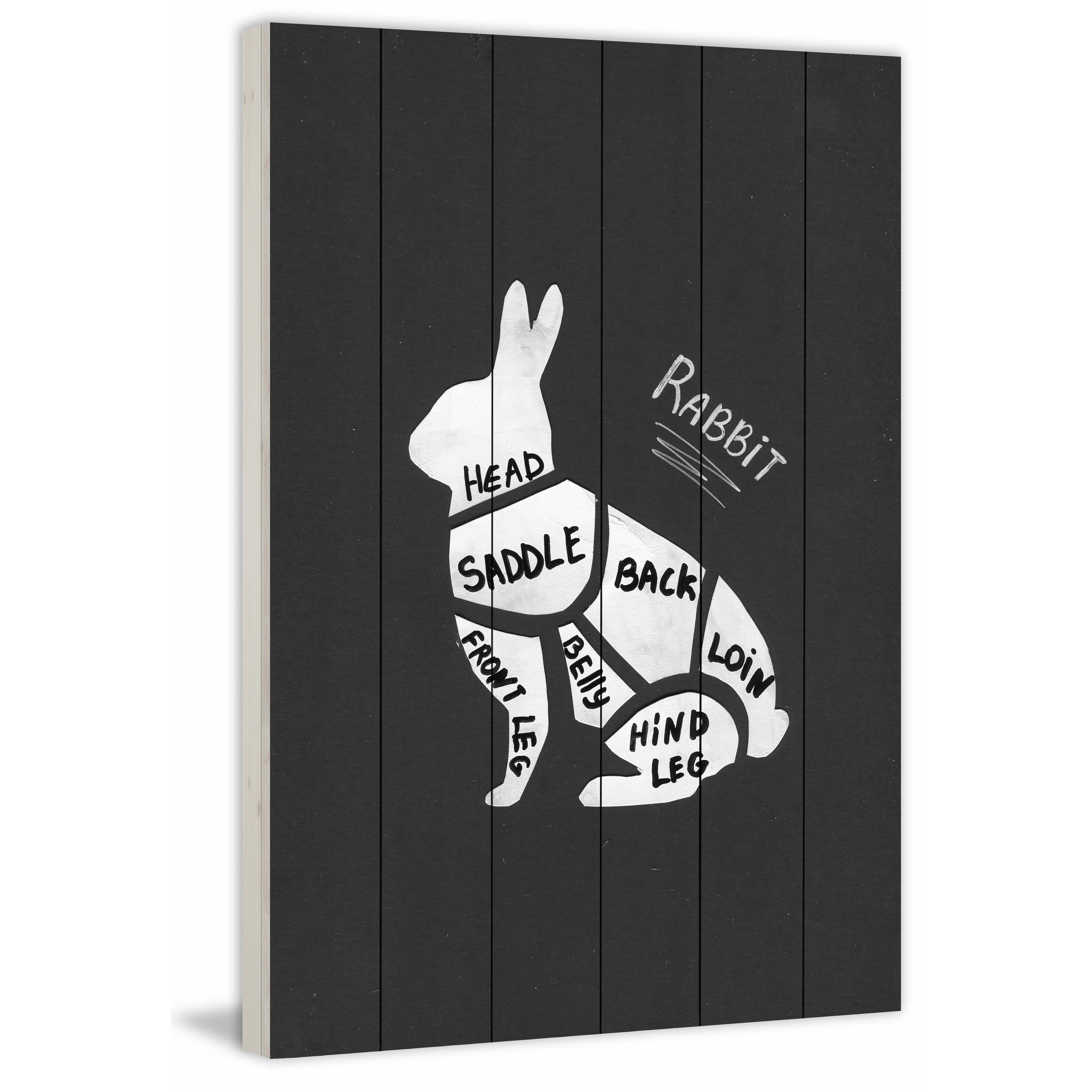 "Rabbit Formation" Painting Print on White Wood