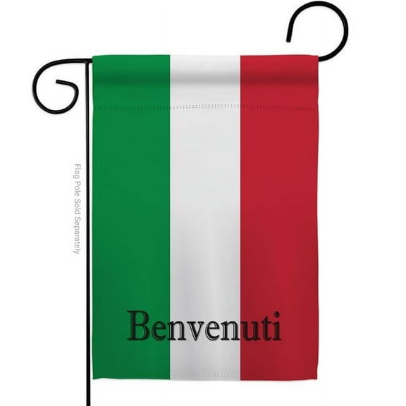 Breeze Decor G158435-BO Italy Benvenuti Garden Flag Regional Nationality 13 x 18.5 in. Double-Sided Decorative Vertical Flags for House Decoration Banner Yard Gift