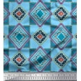 thumbnail image 1 of Soimoi Blue Cotton Duck Fabric Square Geometric Print Sewing Fabric Yard 42 Inch Wide, 1 of 1
