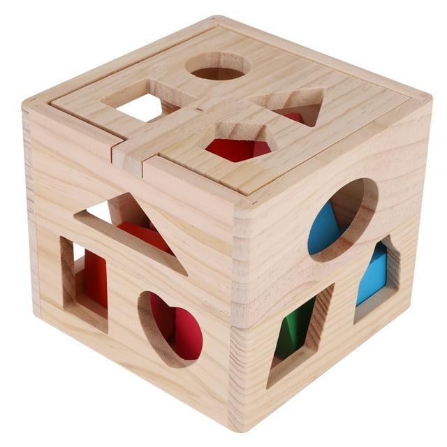 Noref Baby Intellectual 13 Holes Block Building Game Geometric Shapes Early Educational Toy , Wooden Block Toy, Geometric Educational Toy