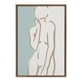thumbnail image 2 of Kate and Laurel Sylvie Simple Romantic Line Art Drawing 2 Tan and Teal Framed Canvas Wall Art by The Creative Bunch Studio, 23x33 Gold, Modern Abstract Body Line Drawing Wall Decor, 2 of 6