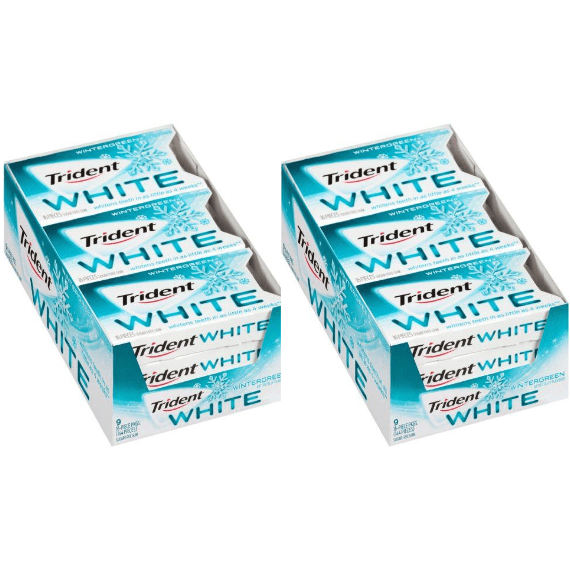 Trident White Wintergreen Sugar Free Gum 18 Packs of 32 Pieces (288 Total Pieces) DOUBLE UP AND SAVE