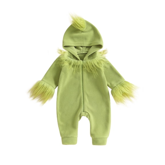 RUINIXCW Toddler Baby Halloween Christmas Costume Infant Boy Girl Fall Winter Clothes Furry Warm Fleece Jumpsuit Long Sleeve Zipper Hooded Romper