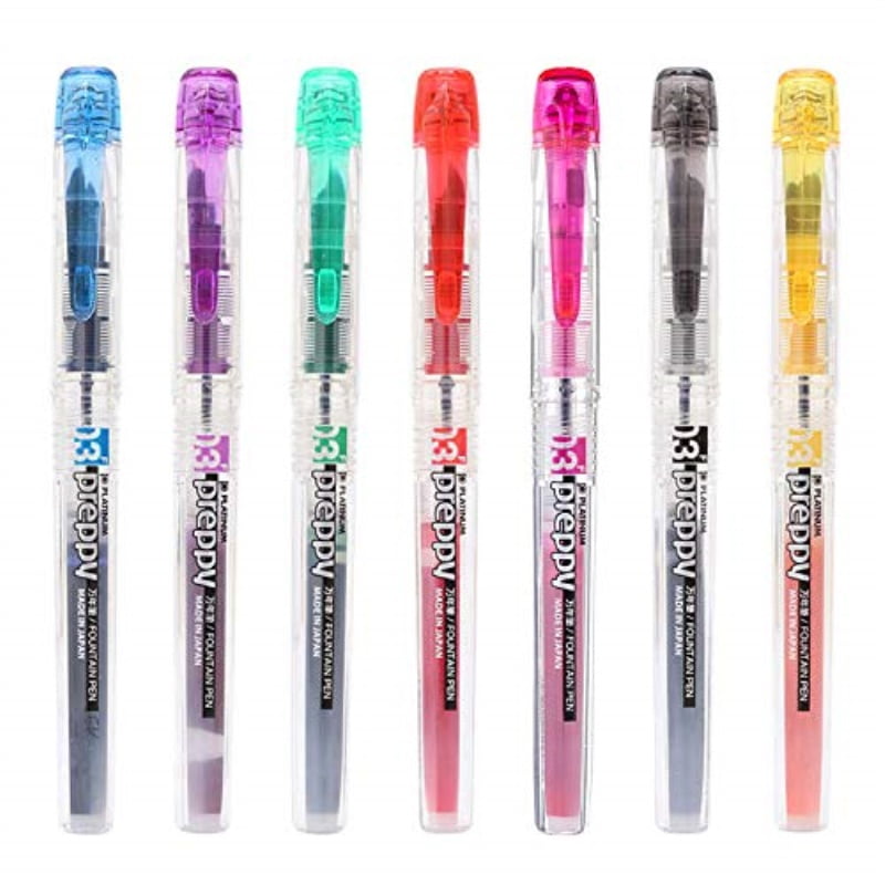 Platinum Preppy Rainbow Fountain Pen Set, Fine Point Pack of 7