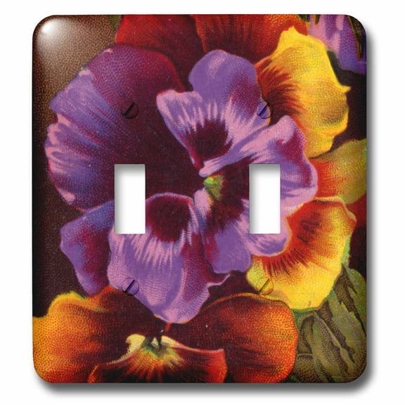 3dRose, Pansies in Purple and Gold, double toggle switch