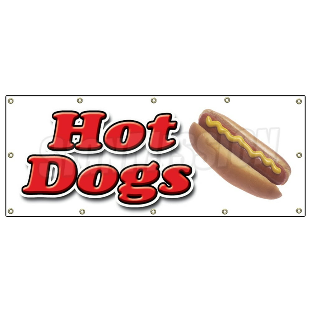 48"x120" HOT DOG 1 BANNER SIGN hot dogs cart sign signs wieners franks