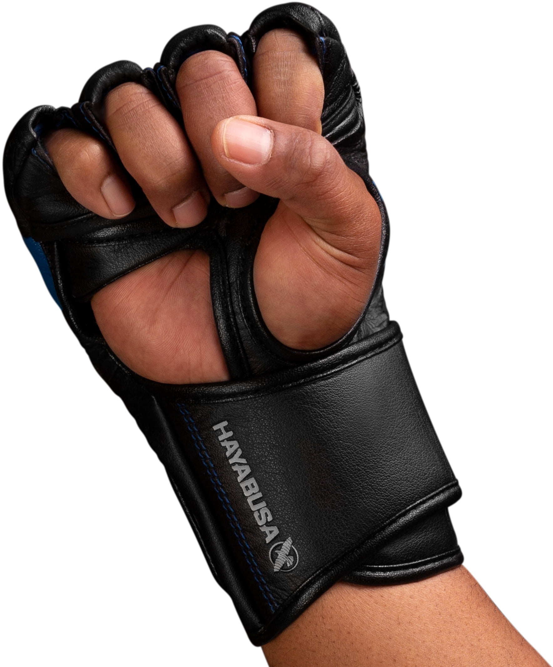Hayabusa T3 4 oz. Dual-X Hook and Loop Vylar MMA Gloves - Large - Black/Blue